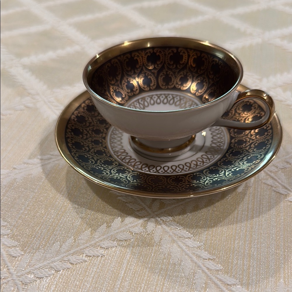 Vintage Johann Seltmann Vohenstrauss Demitasse Set Black and Gold Design